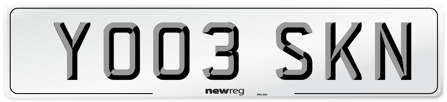 YO03 SKN Number Plate from New Reg